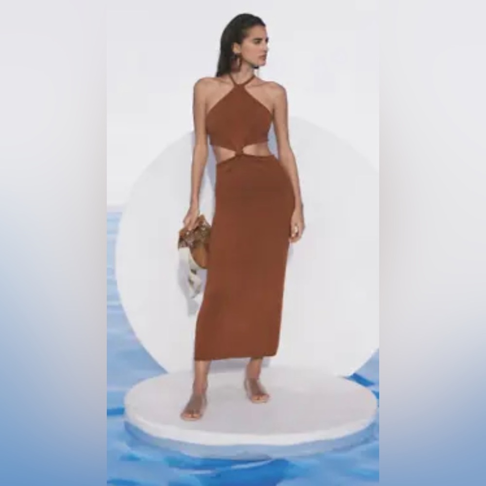 CULT GAIA Amber Cameron Knit Cutout Midi Dress XS 0 2 NWT